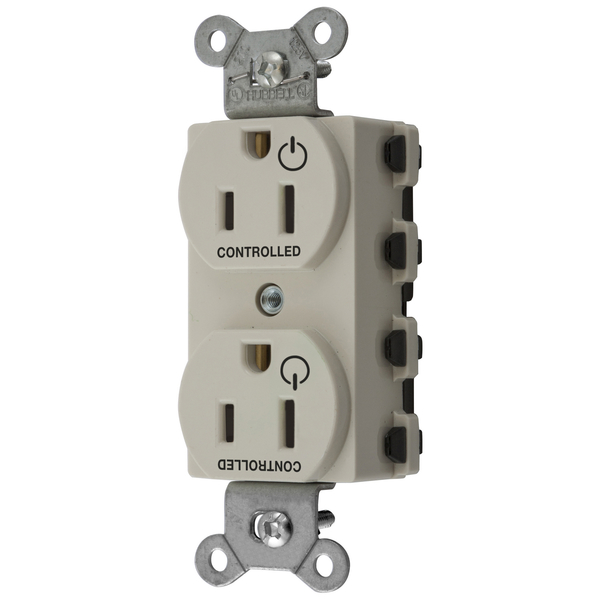 Hubbell Wiring Device-Kellems Straight Blade Devices, Receptacles, Duplex, SNAPConnect, Split Circuit, Controlled, 15A 125V, 2-Pole 3-Wire Grounding, Nylon, Light Almond SNAP5262C2LA